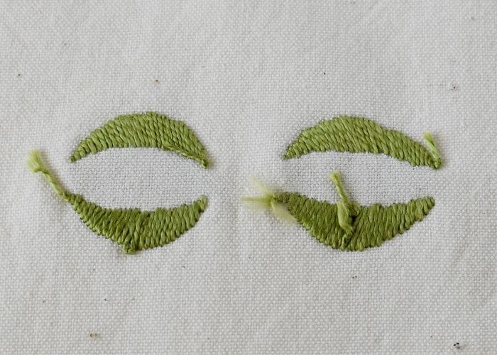 Flat Stitch hand embroidery sampler reverse side image