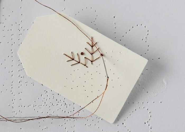 French knots embroidery on paper image