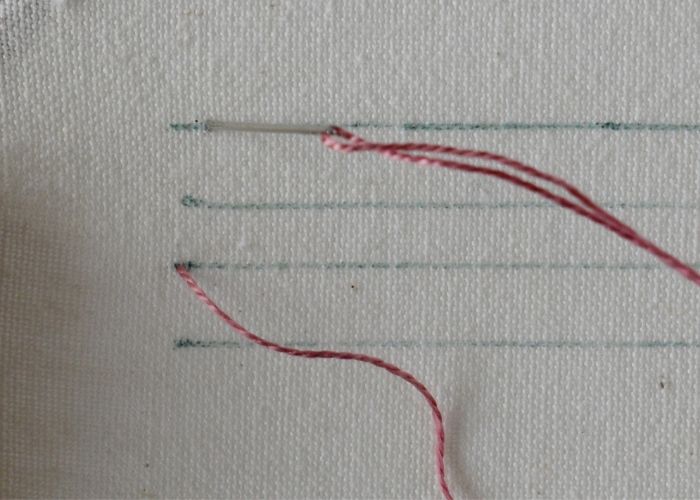 Knotted Cretan Stitch embroidery tutorial step 1 image