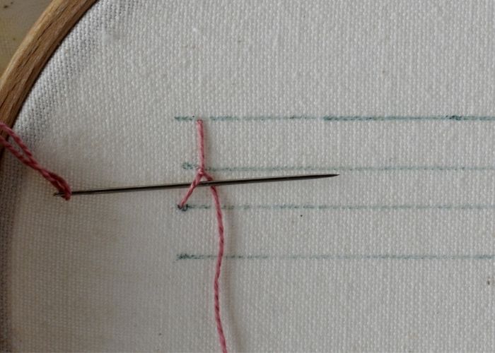Knotted Cretan Stitch embroidery tutorial step 3 image