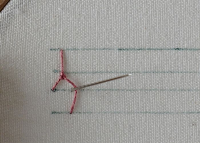Knotted Cretan Stitch embroidery tutorial step 5 image
