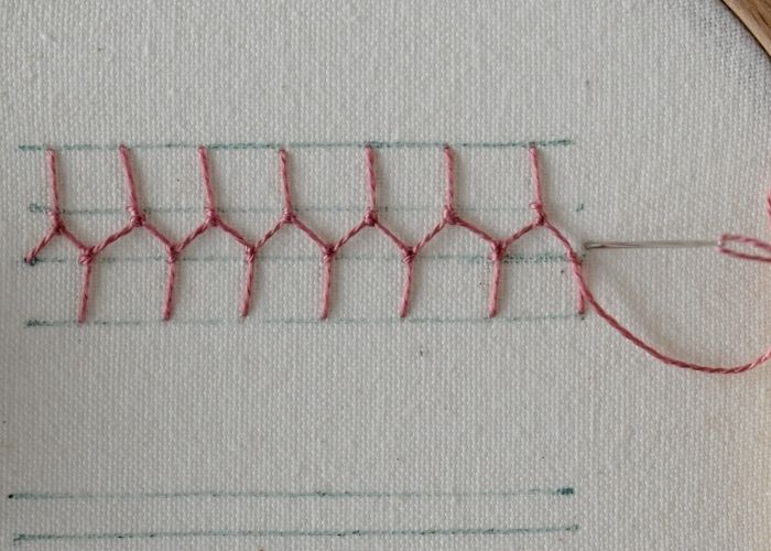 Knotted Cretan Stitch embroidery tutorial step 8 image