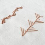 Maidenhair Stitch embroidery sampler with brown pearl cotton thread image