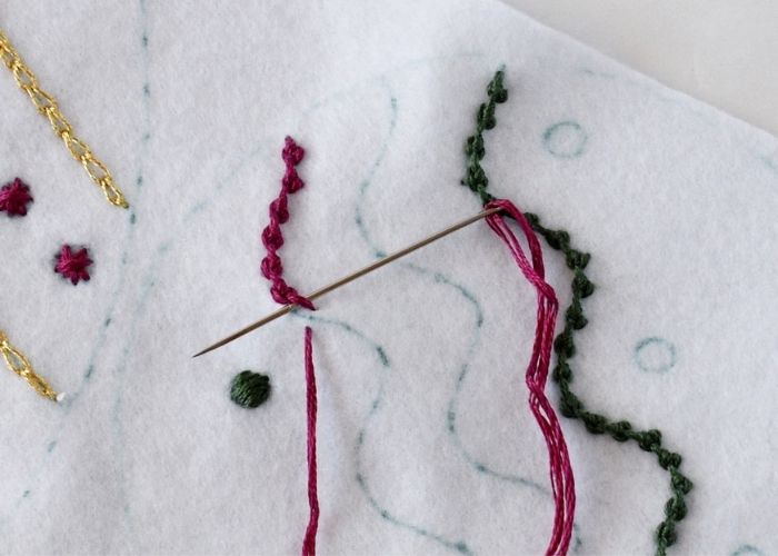 Palestrina stitch embroidery on the felt ornament 2 image