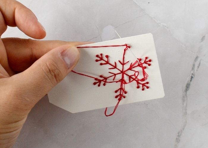 Pistil stitch with 3 wraps embroidery on paper image