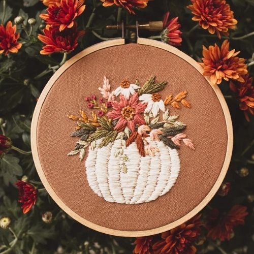 Schema di ricamo autunnale Pumpkin Bouquet di ByAlyPloof su Etsy