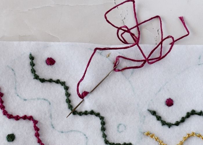 Satin stitch embroidery on felt ornaments step 1 image