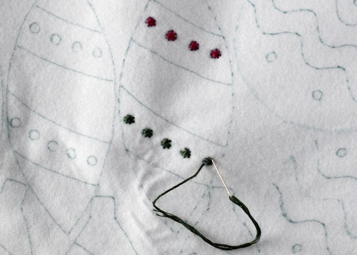 Star stitch embroidery for embellishing felt Christmas ornaments image