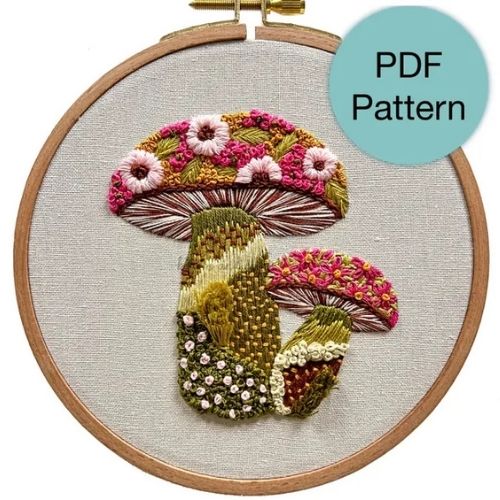 Fungo floreale testurizzato Ricamo a mano di bloomandfloss su Etsy