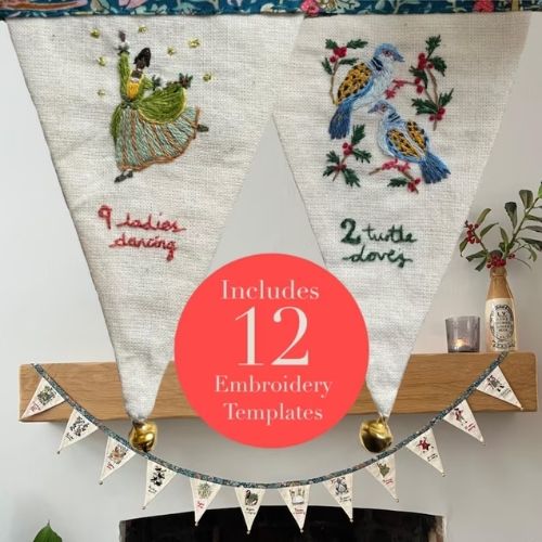 12 Days of Christmas bunting - pattern by MaddieWildEmbroidery on Etsy