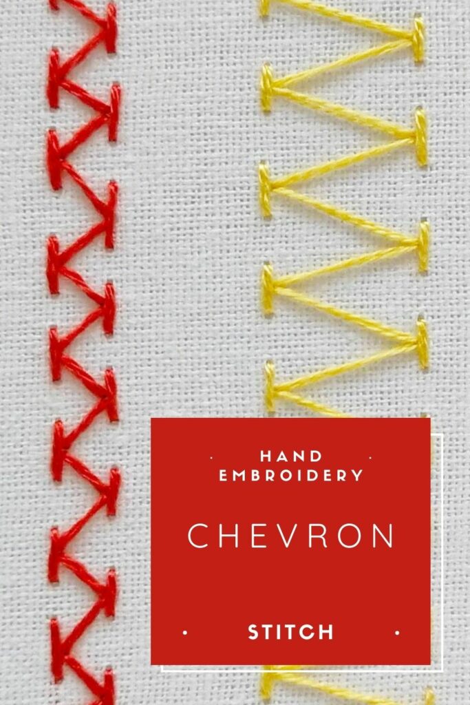 Chevron stitch hand embroidery tutorial PIN image