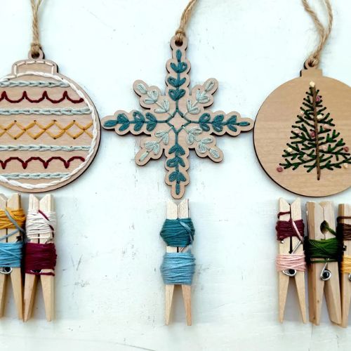 DIY Wooden Embroidery Ornament Kit on Etsy