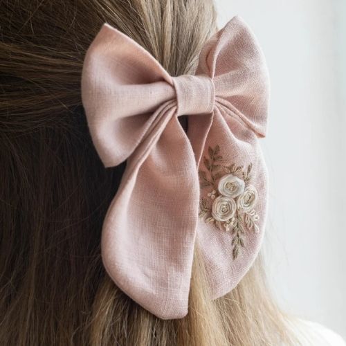 Bow with embroidery sewing pattern by TinyFolkPatterns on Etsy