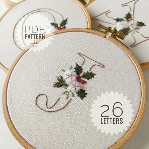 Christmas Floral Alphabet - J letter image