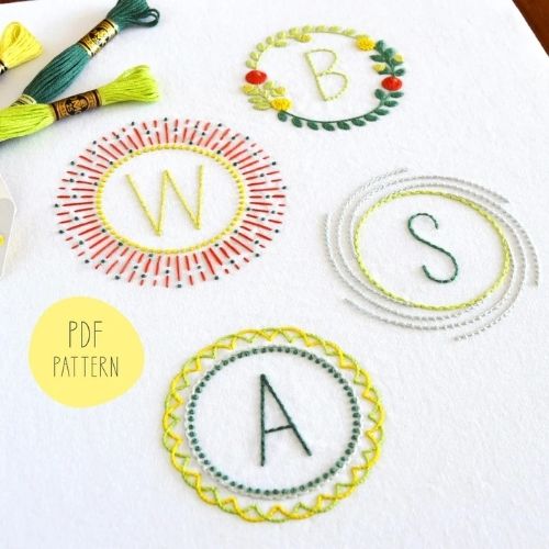 Circular Monograms embroidery pattern