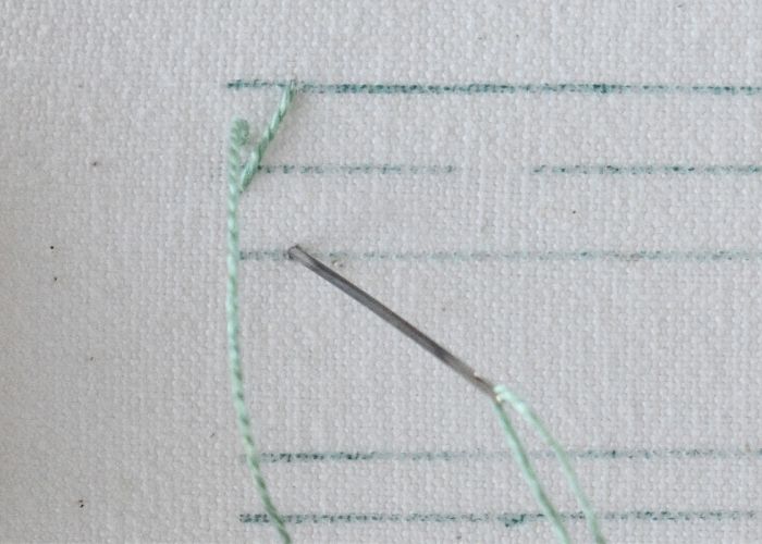 Crossed Fishbone Stitch hand embroidery tutorial step 3 image