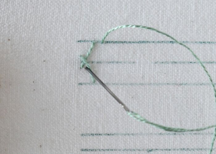 Crossed Fishbone Stitch hand embroidery tutorial step 4 image