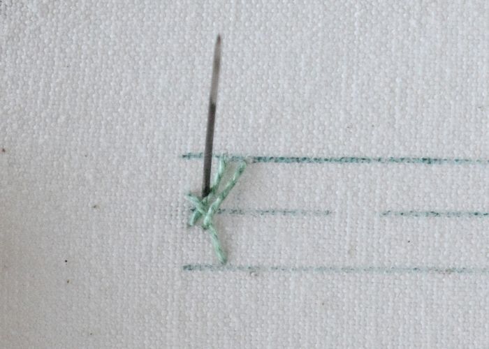 Crossed Fishbone Stitch hand embroidery tutorial step 5 image
