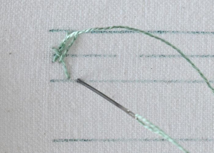 Crossed Fishbone Stitch hand embroidery tutorial step 6 image