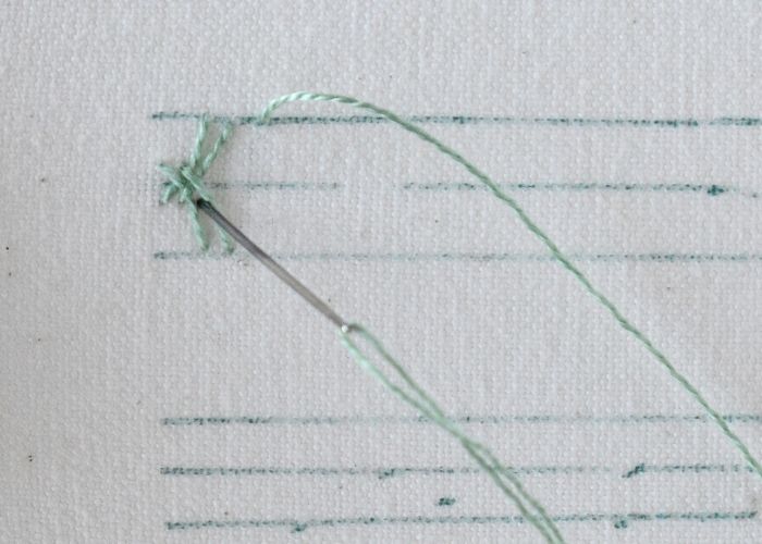 Crossed Fishbone Stitch hand embroidery tutorial step 7 image