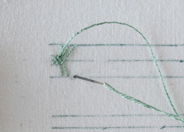 Crossed Fishbone Stitch hand embroidery tutorial step 8 image