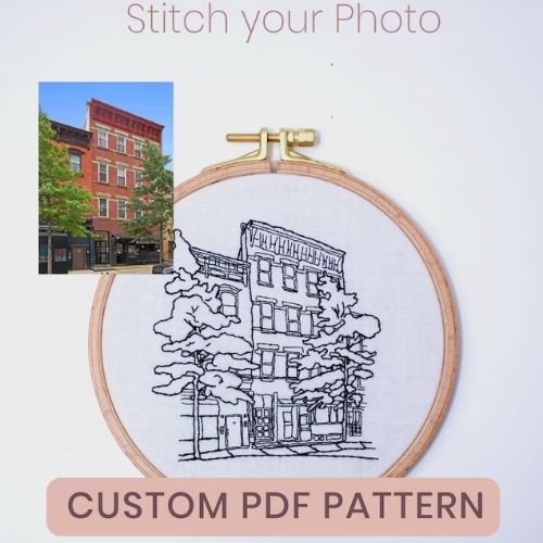 Custom House Portrait - PDF embroidery pattern by HoopsyStudio on Etsy