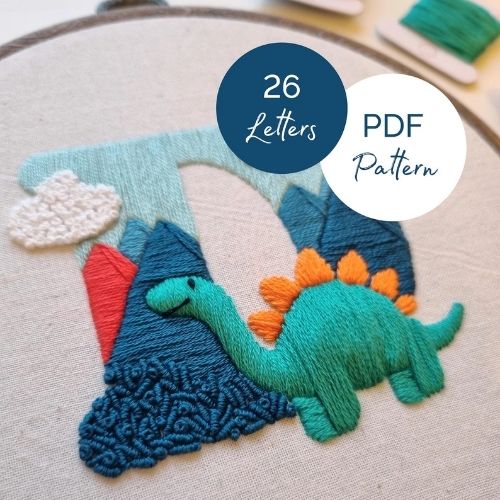 Dinosaur Alphabet - letter D embroidery - image