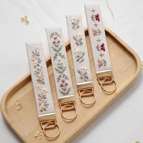 Wristlet keychains with embroidery -pdf pattern by VingertEmbroidery on Etsy