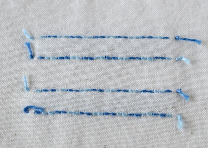 Double Chevron Stitch embroidery sampler reverse side image