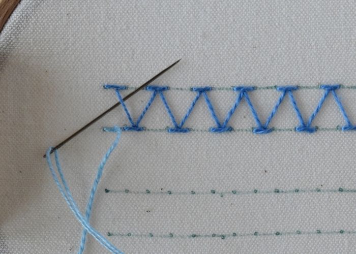 Double Chevron Stitch hand embroidery tutorial step 10