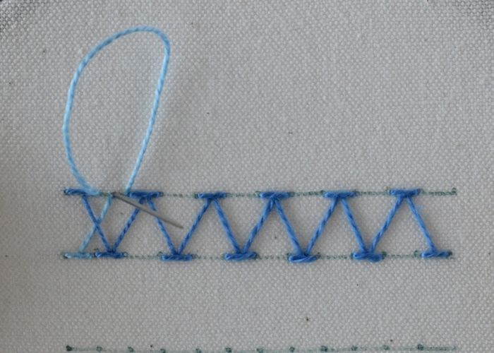 Double Chevron Stitch hand embroidery tutorial step 11