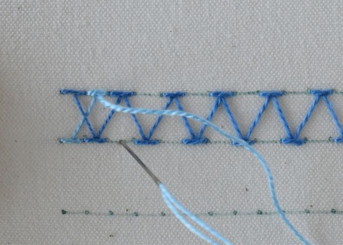 Double Chevron Stitch hand embroidery tutorial step 12