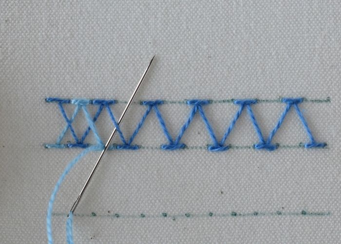 Double Chevron Stitch hand embroidery tutorial step 13