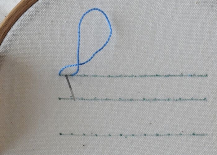 Double Chevron Stitch hand embroidery tutorial step 2