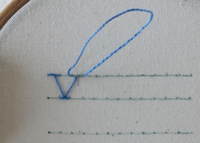 Double Chevron Stitch hand embroidery tutorial step 6