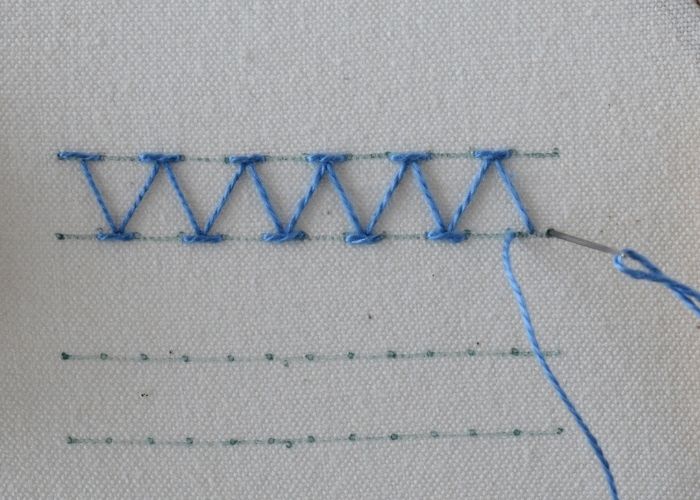 Double Chevron Stitch hand embroidery tutorial step 7