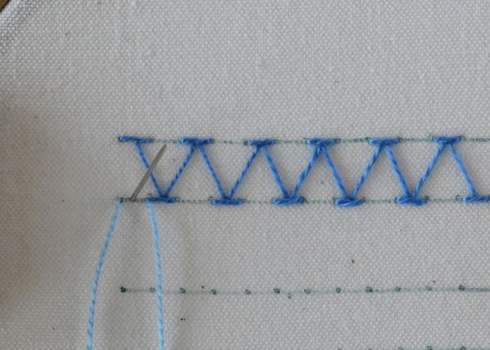 Double Chevron Stitch hand embroidery tutorial step 9
