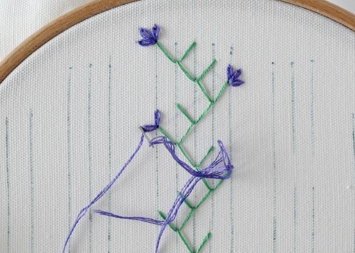Double Feather stitch band with flowers embroidery tutorial step 3 image
