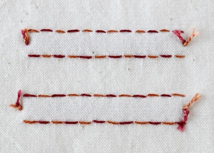 Double Herringbone Stitch sampler reverse side image