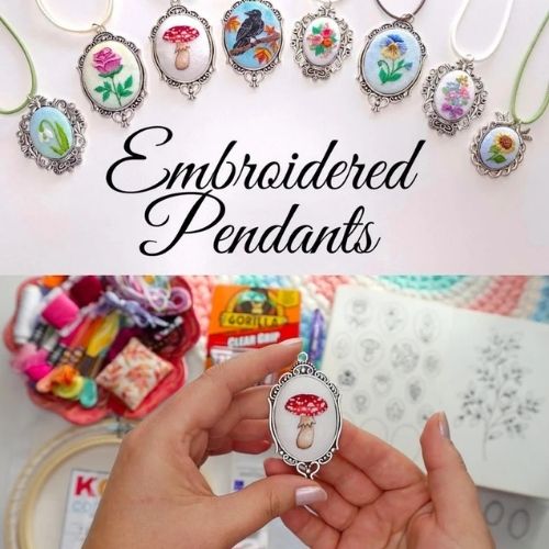 Embroidered pendants PDF Pattern by EmbroideryArtbyNatCA on Etsy