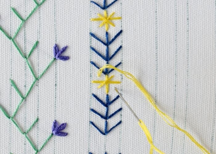 Fern Stitch band hand embroidery tutorial step 6 image