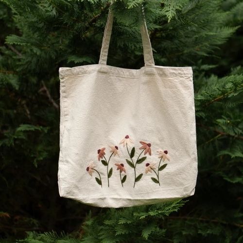 Flora Tote Bag - PDF hand embroidery pattern by LittleOakDesignCo on Etsy