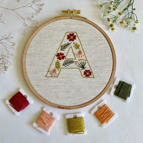 Floral alphabet hand embroidery pattern by VividStitchShop