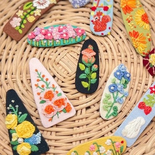 Floral Embroidery Hair Clip Kit by AlisaHandicrafts on Etsy