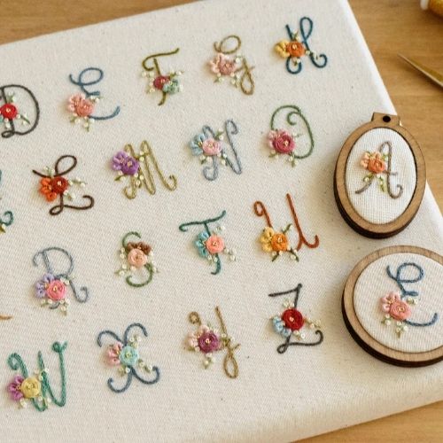 Flower Monogram Hand Embroidery Design