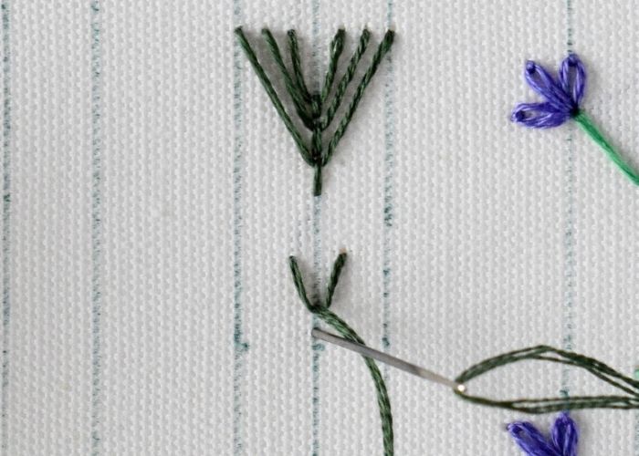 Fly Stitch border hand embroidery tutorial step 1 image
