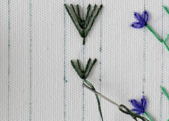 Fly Stitch border hand embroidery tutorial step 2 image