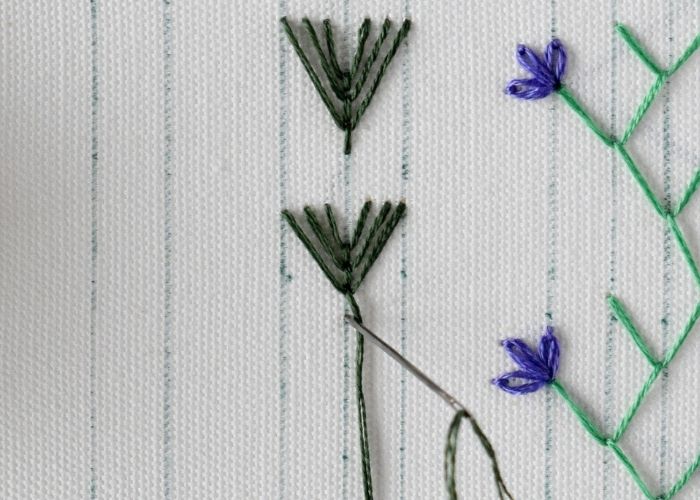 Fly Stitch border hand embroidery tutorial step 3 image
