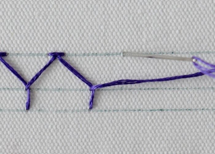 Half Chevron stitch decorative band embroidery instructions step 1 image