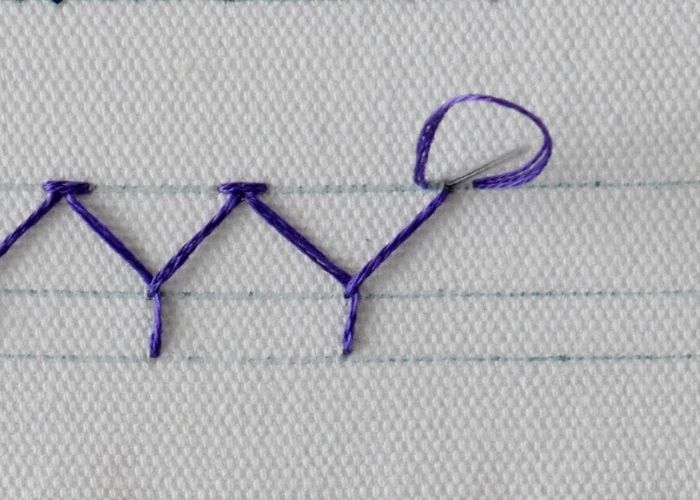 Half Chevron stitch decorative band embroidery instructions step 2 image